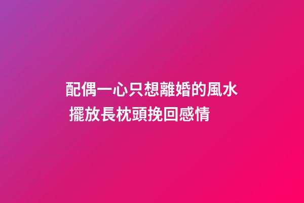配偶一心只想離婚的風水 擺放長枕頭挽回感情